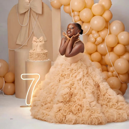Luxury Puffy Ballgown Girls Birthday Party Dress Customized Flower Girl Dresses for Wed Little Queens Pageant Homecoming Dress