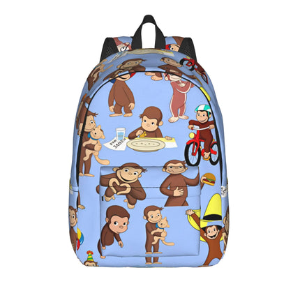 Curious George Dessert Activity Stickers Backpack  Travel Backpacks Girl Kawaii School Bags Designer Big Rucksack