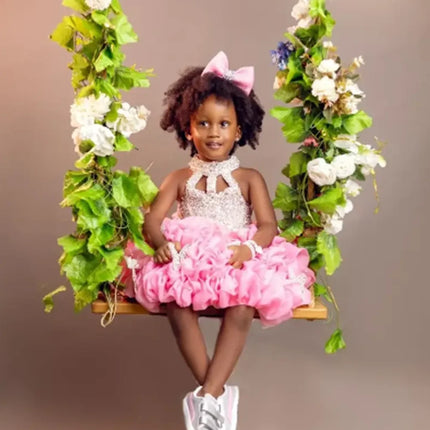 Customized Black Flower Girl Dresses For Wedding Cute Baby Layered Simple Kids Birthday Party First Communion Ball Gown