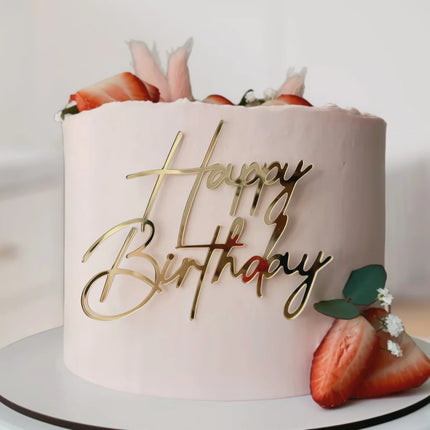 1Pcs Acrylic Happy Birthday Dessert Decoration Cake Toppers Gold for Children Party Birthday Gift Cake Toppers Baking Supplies