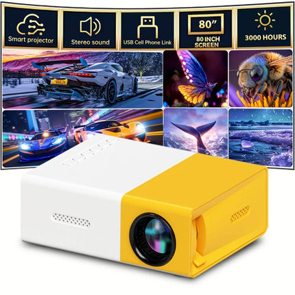 The 2026 upgraded portable LED projector features USB power supply, button control, LCD display, built-in speaker