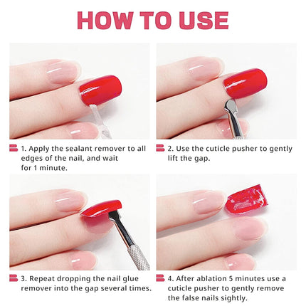 10ml Nail Glue Remover for Press on Nails Professional Glue off Acrylic Nail Rhinestone Decoration Nail Polish Remover Nail Glue