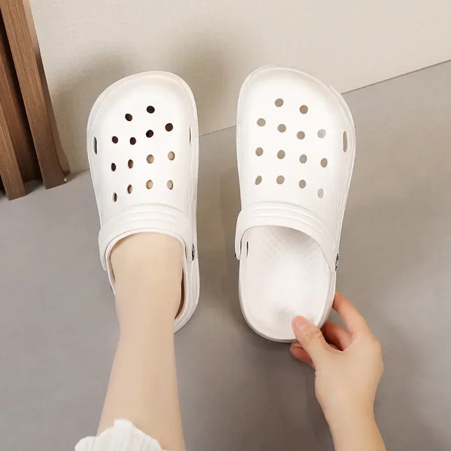 Breathable Lightweight Comfortable Casual Wading Beach Couple Hole Sandals Slippers Breathable Jelly Garden Hollow-out EVA