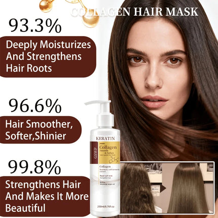 GSWP Collagen & Keratin Hair Mask. Deeply Moisturises and Repairs Damaged Hair. Strengthens and Softens Hair. Gift Pack, 200ml