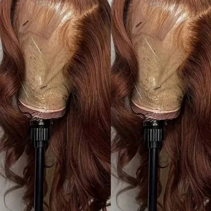 Chocolate Brown Body Wave Lace Front Wig for Women Pre-Plucked Brazilian Human Hair Glueless HD Frontal Virgin Hair Wig