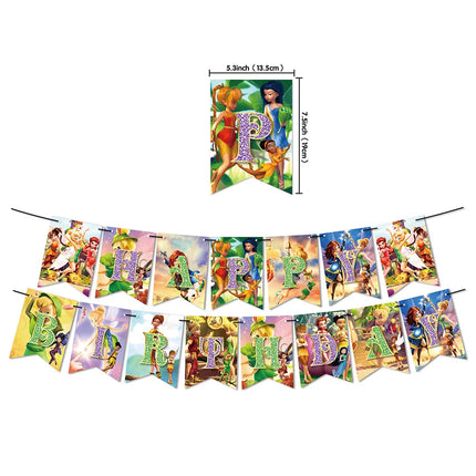 Cartoon Tinker bell Kids Birthday Party Decoration Tableware Elf Fairy Paper Plate Tablecloth Balloon Tinkerbell Party Supplies