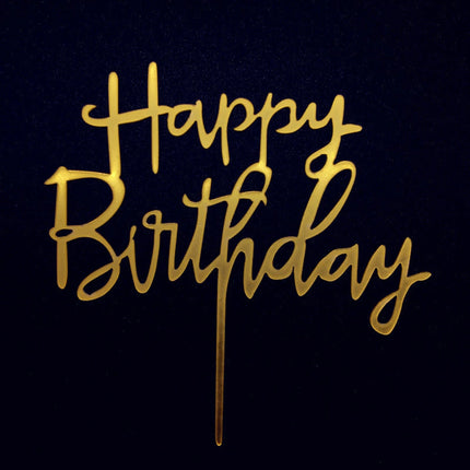 10pcs gold acrylic Happy Birthday cake toppers with birthday letters and decorations