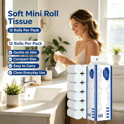 12rolls Mini Toilet Paper Household Hygienic Tissue Bulk Box Direct Supply Bathroom Paper Towel Whole Box Batch