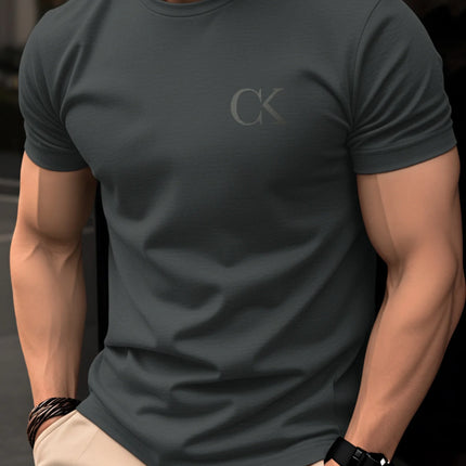 Men's Summer 100% Cotton Casual Fashion Simple Letter Pattern Printed Loose Breathable Round Neck Short Sleeve T-shirt