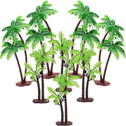 10pcs Palm Tree With Coconuts Cake Topper Coconuts Tree Cupcake Topper For Hawaiian Tropical Baby Shower Kids Birthday Party