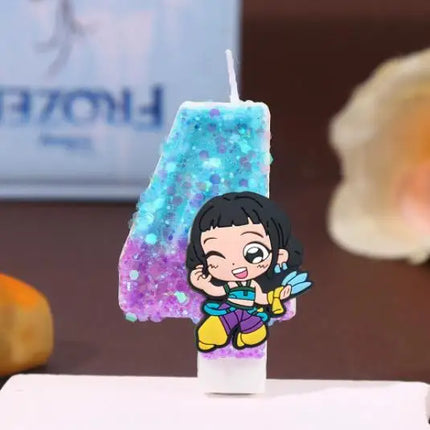 3 Style Cute Girl Group Hunter's Digital Candle Numbers 0-9 Kids Birthday Cake Decoration Cartoon Party Supplies Accessory