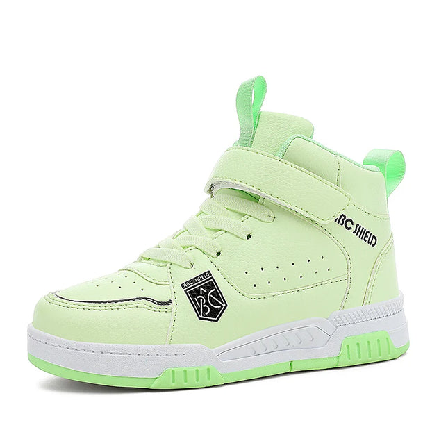 Autumn and Winter Boys High top Sneakers Fashion Children's Leather Casual Sneakers Girl Skateboard Shoes Kids Trainers Designer