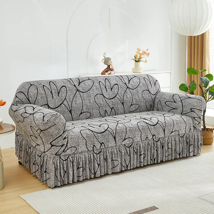 XM-Luvetoria 1pc Printed Sofa Slipcover Non-slip Elastic Sofa Cover With Skirt Furniture Protector for Bedroom Office Living Room Home Decor