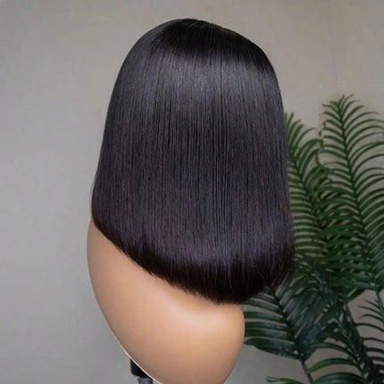 16 Inch Short Straight Bob Human Hair Wig Bone Straight 13X4 HD Invisible Transparent Lace Front Wigs Silky Straight Real Human Hair Pre Cut Pre Plucked With Baby Hair 250% Density Put On And Go Bob Wigs For Women Beginner Fr