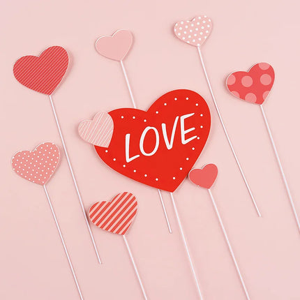 Couples Kiss Heart Love Bear Cake Cupcake Topper Happy Birthday Valentine's Day Party Dessert Wedding Decor Baking Supplies