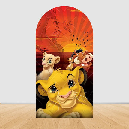 Simba The Lion King Arch Photography Backdrop Cover Elastic Fabric Baby's 1st Birthday Party Decor Photo Studio Background Props