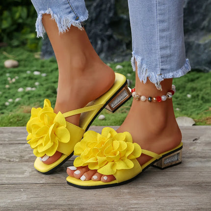 Red Flower Decorated Flip-flops, Niche, Lightweight, Slip-on, Wear-resistant, Super Soft, Korean Style