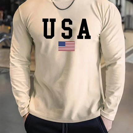 2025 3D USA American Flag Printed Men's Long-Sleeved T-Shirt Daily Warm-Up Men's Shirt For Autumn/Winter Street Fashion T-Shirt