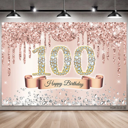 Rose Golden Happy 18th Birthday Party Backdrop Glitter Diamond Birthday Background Girl Sweet Birthday Party banner photography