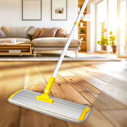 Flat Floor Mop Modern Sleek Stainless Steel Telescopic Handle Microfiber Mop 2 Washable Pads 1 Scraper Wet & Dry For Hardwood Laminate Tile Kitchen Bathroom Floor Cleaning Essentials Housewarming Gift Christmas Decor