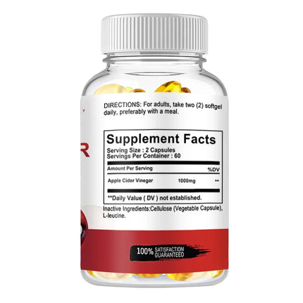 Apple Cider Vinegar Capsules - Fat Burning, Detox, Slimming, Boosts Metabolism, Healthy Weight Management