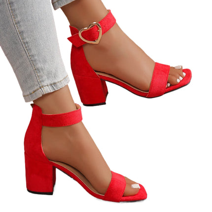 Women Sandals New Summer Fashion Sandals Medium High Heels Outdoor Elegant Wedding Shoes Bridal Plus Size Buckle Strap Sandals