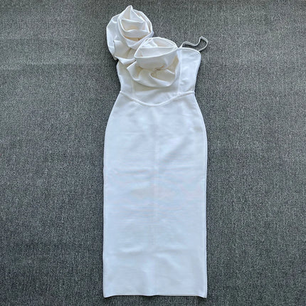 CM.YAYA Women Floral Applique Sleeveless Strap Midi Dress 2026 Summer Elegant Holiday Birthday Sexy Club Party Evening Dresses