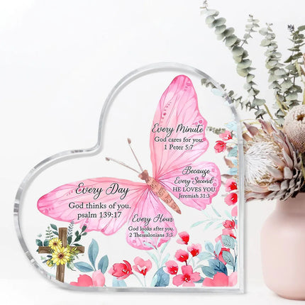 Christian Gifts Religious Gifts Scripture Gifts for Women Bible Verse Inspirational Heart-Shaped Acrylic Desk Decor Perfect