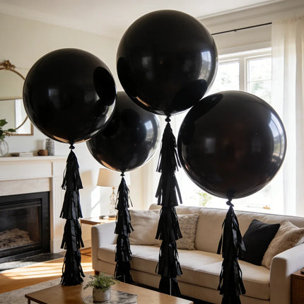36inch Giant Balloon Wedding Decoration Colorful Tassel Happy Birthday Live Arrangement Black White Red Purple Helium Balloon