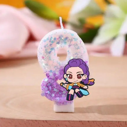 3 Style Cute Girl Group Hunter's Digital Candle Numbers 0-9 Kids Birthday Cake Decoration Cartoon Party Supplies Accessory