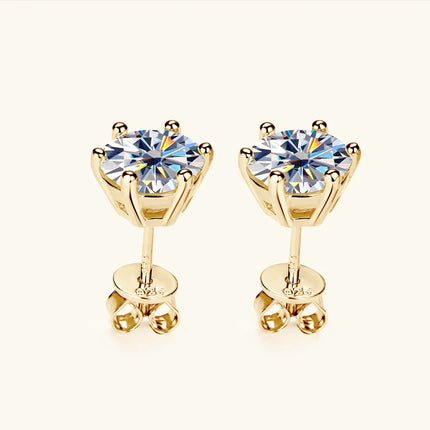 OXTAO 18K White Plated 0.5-2ct Moissanite Diamond Stud Earring Real 925 Silver Wedding Earring Luxury Women's Jewelry Certified