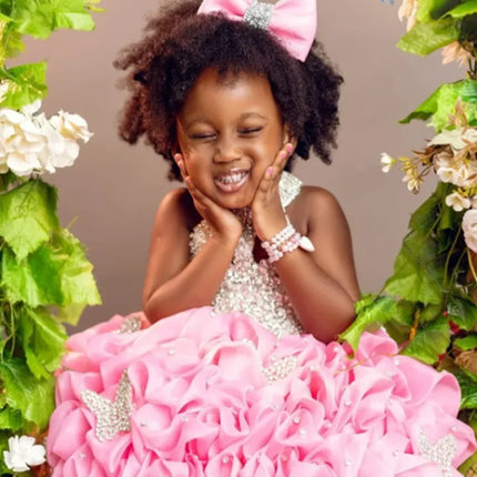 Customized Black Flower Girl Dresses For Wedding Cute Baby Layered Simple Kids Birthday Party First Communion Ball Gown
