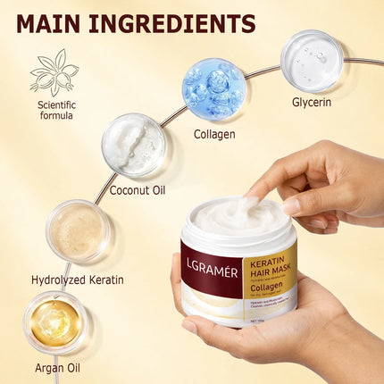 100g/250g Collagen Keratin Hair Mask Moisturizer Repair Conditioner Damaged Frizzy Hair Smooth Revitalizing Hair Care for Adult