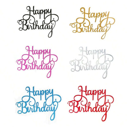 10pcs Glitter Frosted Reflective Pattern Happy Birthday One-Piece Letter Cake Flag Birthday Party Cake Decoration