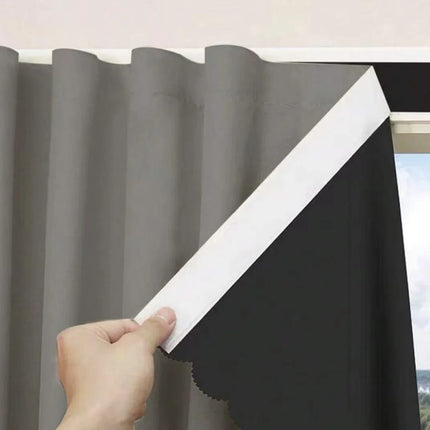 1pc 100% Blackout Curtain, Self-Adhesive No Drilling Required, Sunlight Blocking Heat Insulation Privacy Protection