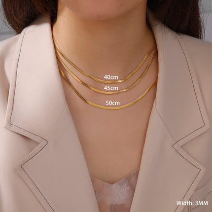 Skyrim Stainless Steel Snake Chain Necklace for Women Men Gold Color Herringbone Choker Neck Chains 2026 Trend Jewelry Gift Hot
