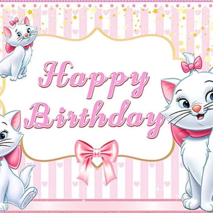 The Aristocats Photography Backdrop For Birthday Party Supplies Marie Photo Backgrounds Pink Marie Cat Theme Baby Shower Banner