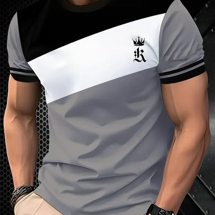 Summer classic men's T-shirt: Outdoor round-neck short-sleeved top with striped print, loose street men's T-shirt with additiona