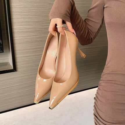 Sexy Pointed Toe Patent Leather High Heels Temperament Girl Red Sole Party Dress Stiletto Pumps Classic Black Work Single Shoes