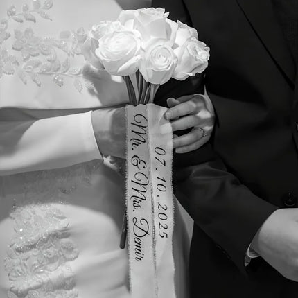 Personalized Name date Bridal Wedding Bouquet Ribbon Bridal Toss Bouquet Decor Bridesmaid Proposal Gift Wedding Party Supplies