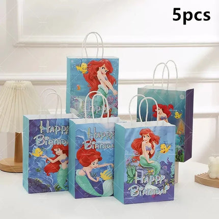 Mermaid Balloons The Little Princess Happy Birthday Banner Party Decoration Disposable Tableware Cake Topper Background Stickers