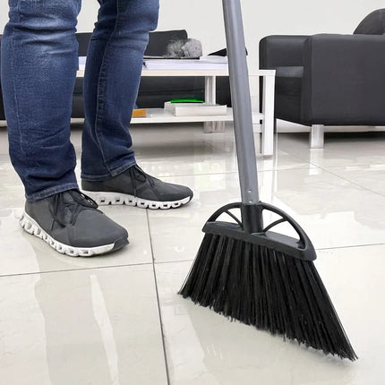 (3 Pack) 10‑Inch Angled Broom, Split‑Tip Fiber Sweeping Broom with Metal Handle, Multi‑Surface Cleaning for Tile, Marble, Wood & Linoleum Floors