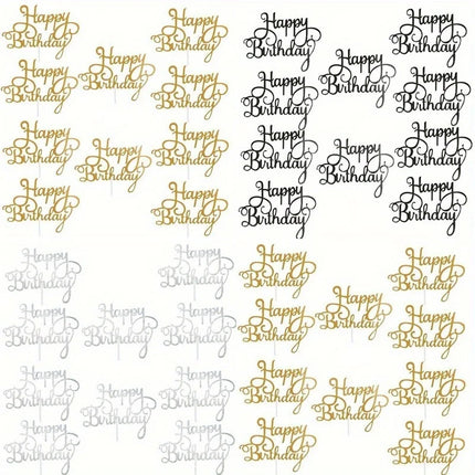 40pcs Happy Birthday Cake Topper Bling Sparkle Decoration Sign Happy Birthday Cake Topper Birthday Dessert Decoration