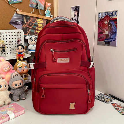 Simple and Stylish College Student Backpack Nylon Lightweight Large Capacity Computer Backpack School Commuting Travel Bag