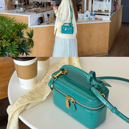 JW PEI Blue Textured Leather Crossbody Bag for Women,Designer Shoulder Purse, Chic Commuter Handbag Fashion Box Bag