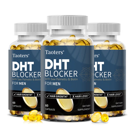 DHT Blocker Hair Growth Supplement with Saw Palmetto, Support Thicker Hair Reduce Thinning & Breakage, Boost Scalp Health