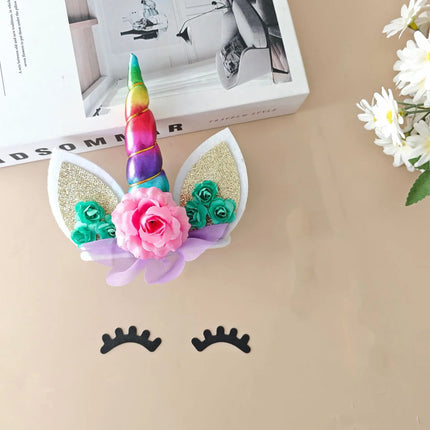 New Unicorn Happy Birthday Cake Topper Decoration Pink Gold Unicorn Kids Birthday Party Cake Toppers Baking Supplies Baby Shower