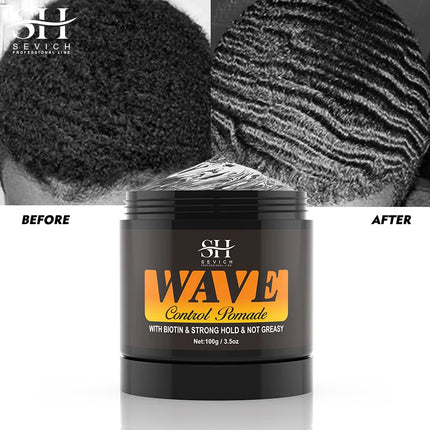 360 Deep Waves Control Pomade 100g Male Wavy Hair Gel Styling Clay Deep Waves Cream With Brush Silky Cap Wave Control Pomade