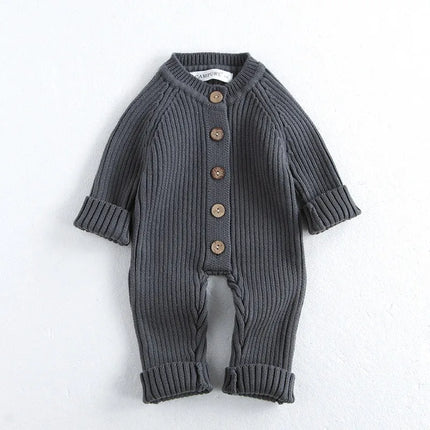 Ircomll Infant Jumpsuits Knitted Solid Color O'neck Baby Boys&Girls Romper Bodysuit Baby Clothes For Toddler Boy&Girl 0-24m