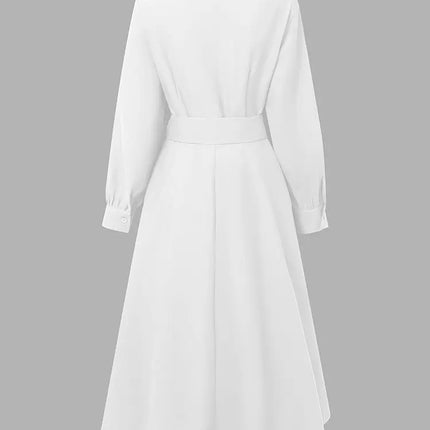 ZANZEA Fashion Women Lapel Neck Long Sleeve Party Dress 2026 Spring Office OL Dresses Belted Robe Solid A Line Waisted Sundress